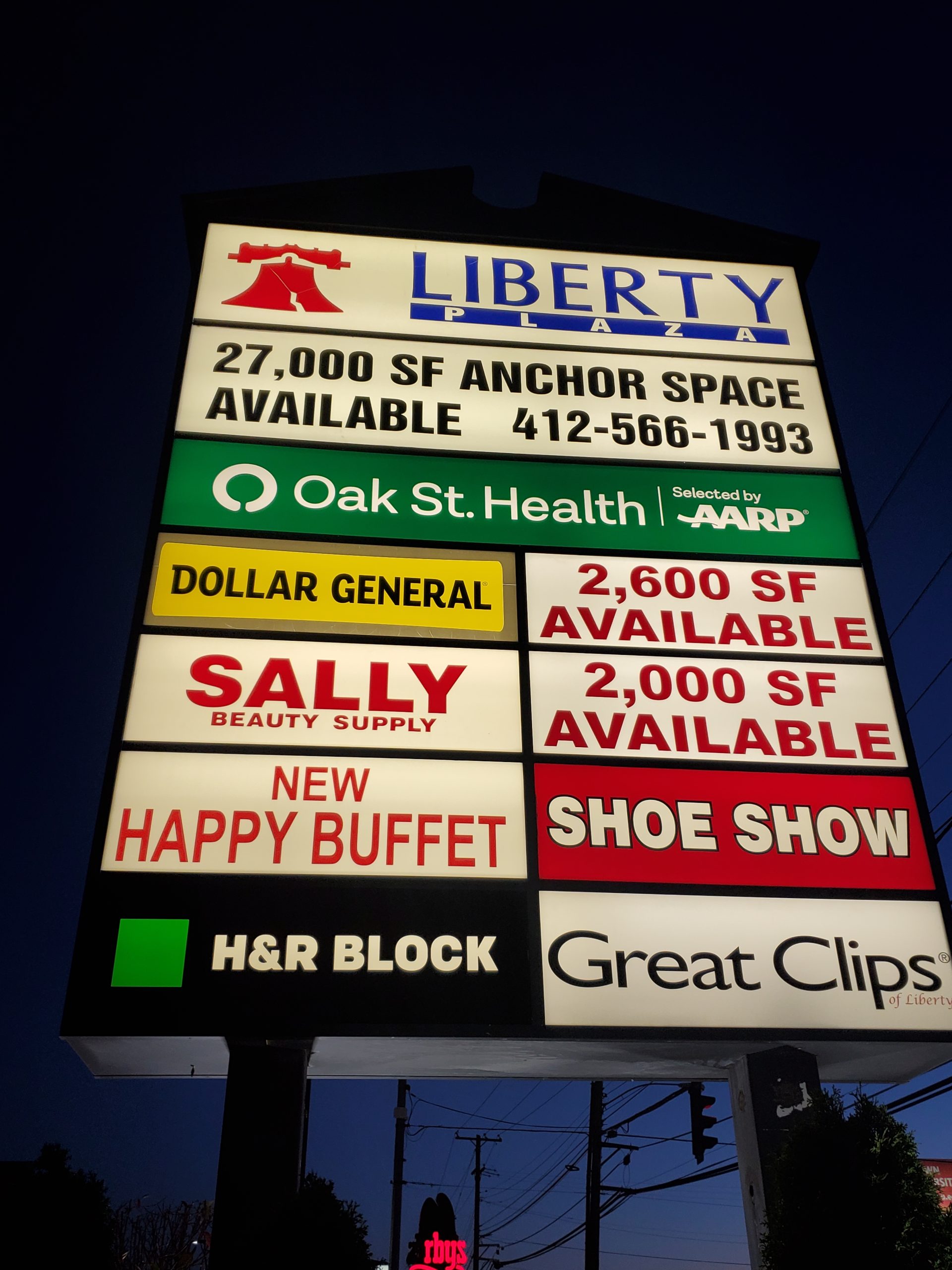 Liberty Plaza Pylon Tenant Panels and Signage by Adams Signs & Graphics
