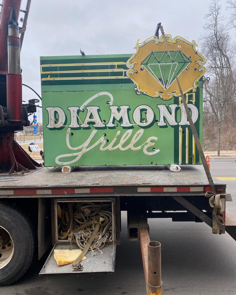 diamond grille vintage sign