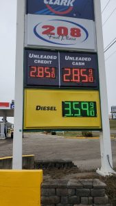 Adams Signs & Graphics pylon sign at Clark gas station