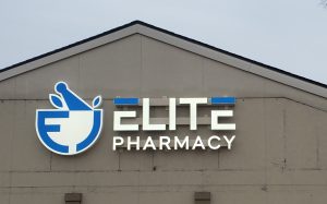 Adams Signs & Graphics channel letter signage at elite pharmacy