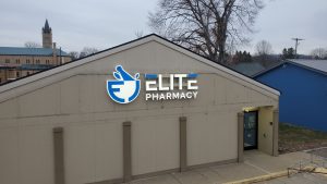 Adams Signs & Graphics exterior signage at elite pharmacy