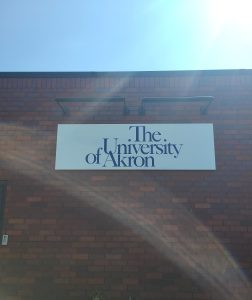 The University of Akron non illuminated wall sign