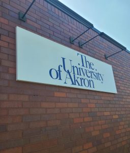The University of Akron non illuminated wall sign