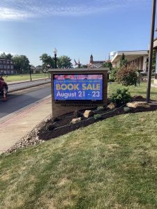 North Canton library's new exterior electronic message center by Adams Signs in North Canton, Ohio