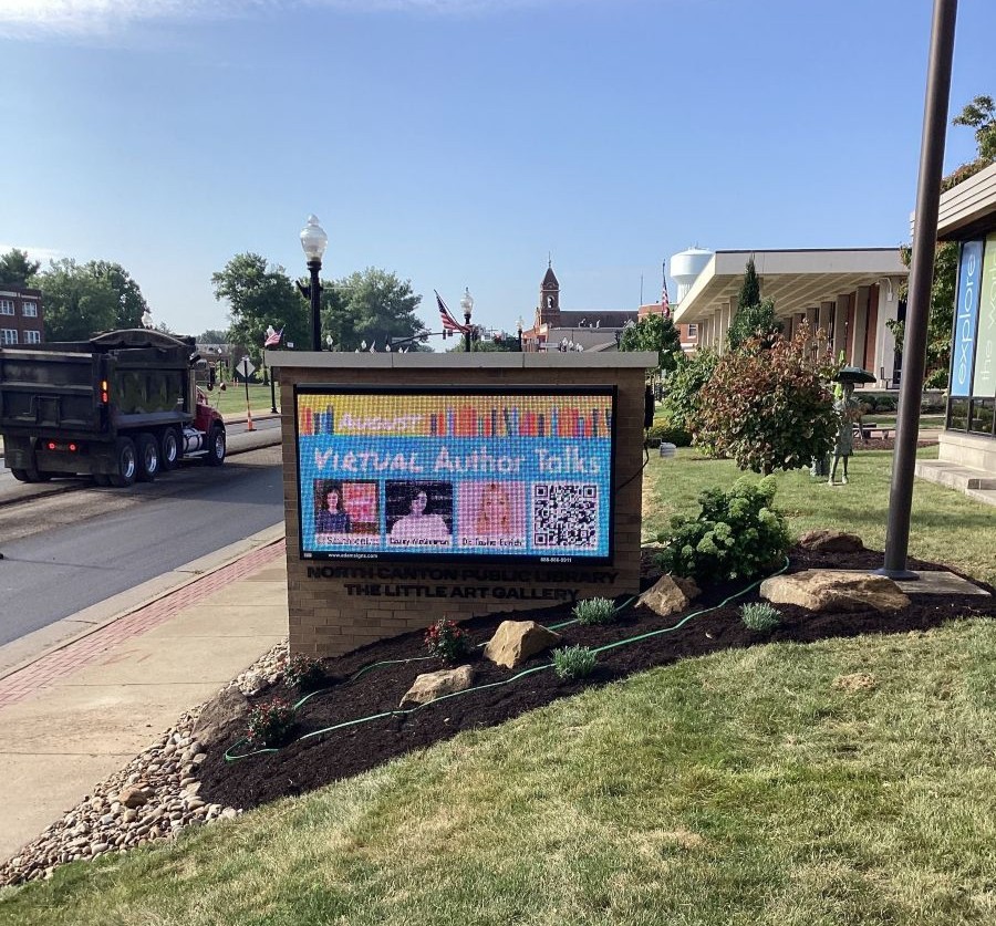 New exterior LED sign for the North Canton library in North Canton, Ohio (cropped image)