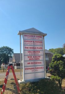 Multi-tenant monument sign with custom business panels installed in Ohio