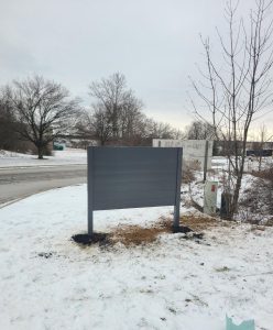 A new post and panel sign for Brehmer Leasing